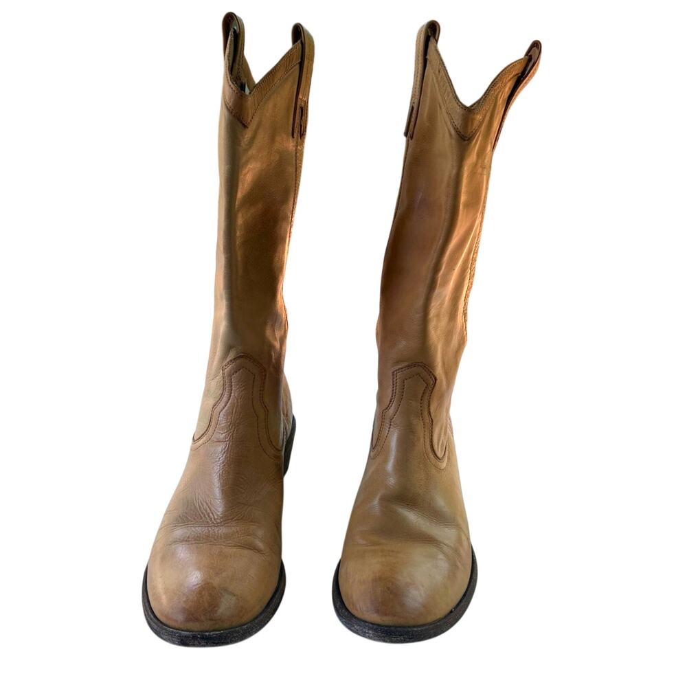 Frye Women’s Tan Cognac Leather Western Pull-On Boots Size 8.5 Style 77685 - Picture 9 of 14